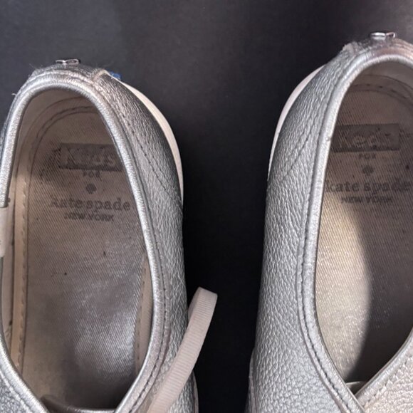 Keds x Kate Spade New York Silver Leather Lace-Up Sneakers Women’s 7.5 Metallic - Picture 6 of 16
